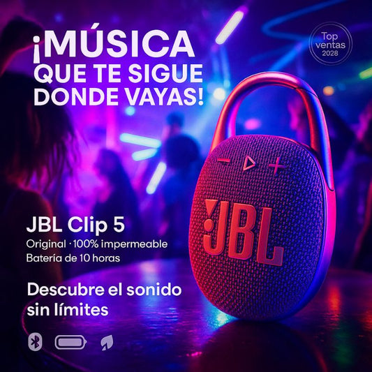 JBL CLIP 5 BLUETOOTH IMPERMEABLE + REGALO SORPRESA - PROMOCION CIERRE DE LA TIENDA